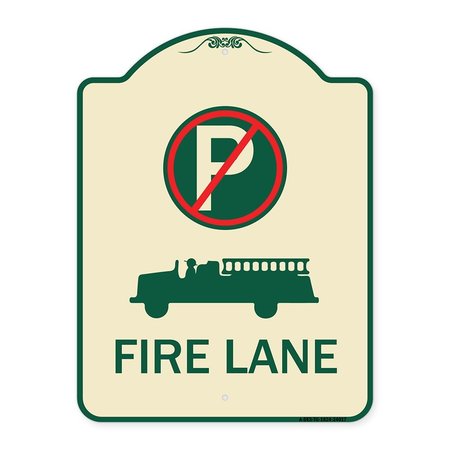 SIGNMISSION Fire Lane W/ No Parking& Graphic Heavy-Gauge Aluminum Architectural Sign, 24" x 18", TG-1824-24017 A-DES-TG-1824-24017